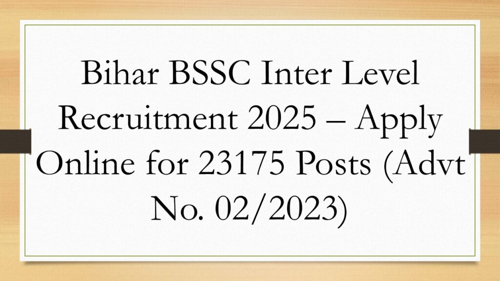 Bihar BSSC Inter Level